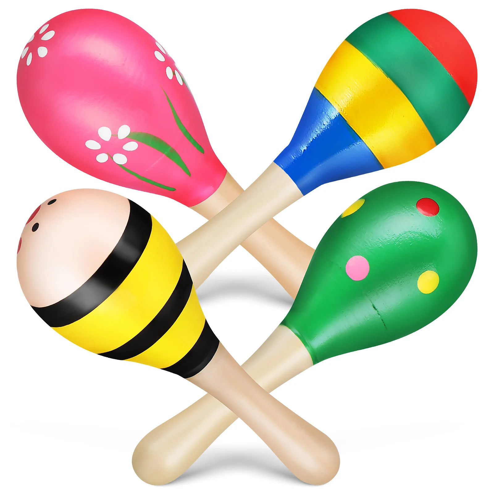 성인용 마라카스 장난감, 모래 망치  미니 셰이커, 나무 어린이 악기, 4 개