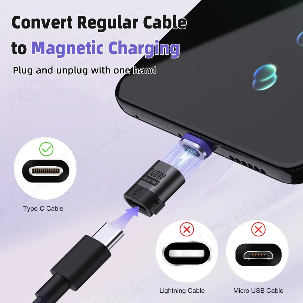 16Pin USB C to Type C Magnetic Adapter PD 240W Fast Charging Data USB Female Converter for iPhone 16 15 Macbook Samsung Xiaomi otg adapter,usb to type c adapter,magnetic cable adapter,magnetic charging adapter