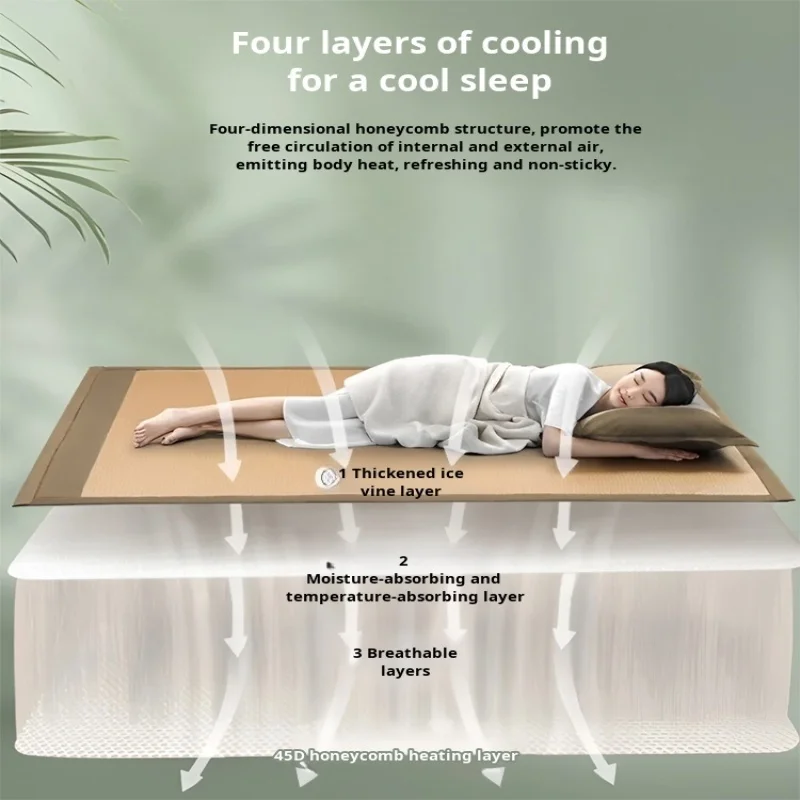 Cool Mat Bamboo Mat Summer Naked Sleeping Student Dormitory Mattress Foldable Ice Silk Mat Dual-Use Double-Sided Household - Image 4