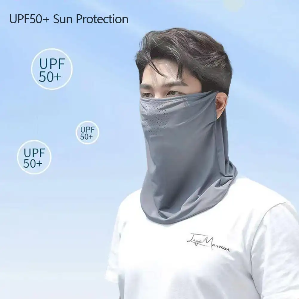 Unisex UV protection outdoor neck wrap cover ice silk face mask sun proof bib for sports