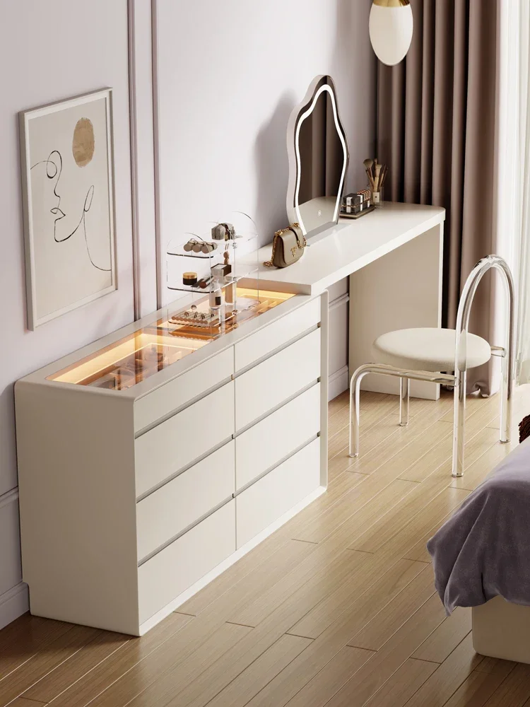 

Dresser luxury bedroom simple modern bed end storage closet corner dressing table integrated solid wood