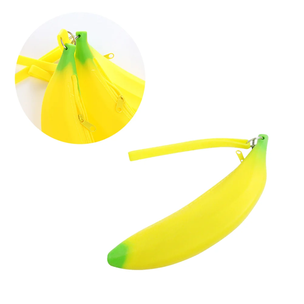 실리콘 바나나 연필 케이스, 문구류 보관 파우치 펜 가방, 여아 및 남아용 학교 사무용품, 1PC