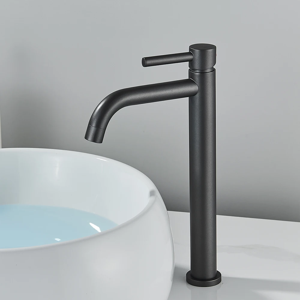 Bathroom Basin Faucet Brass Deck Mounted Hot and Cold Water Mixer Tap Crane For Vessel Sink