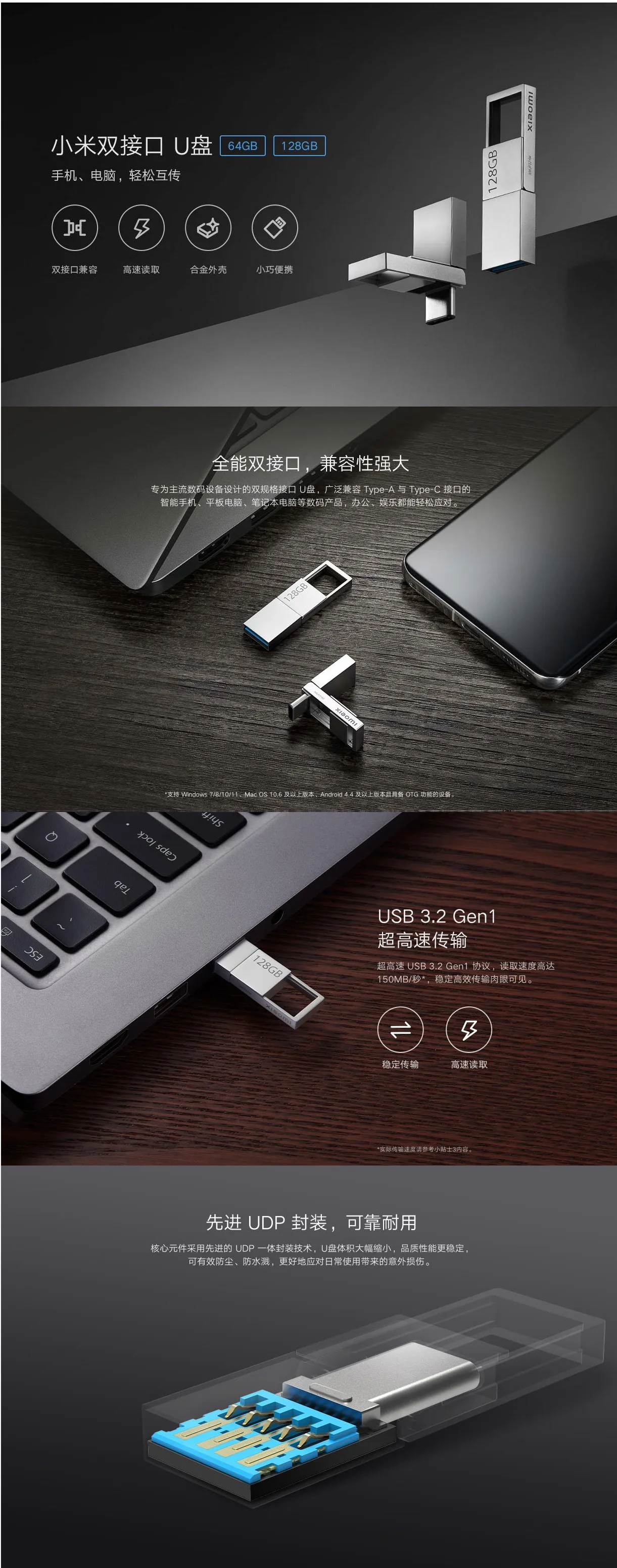 Xiaomi Mini Dual Interface U Disk 64 GB USB 3.2 Type-C description image