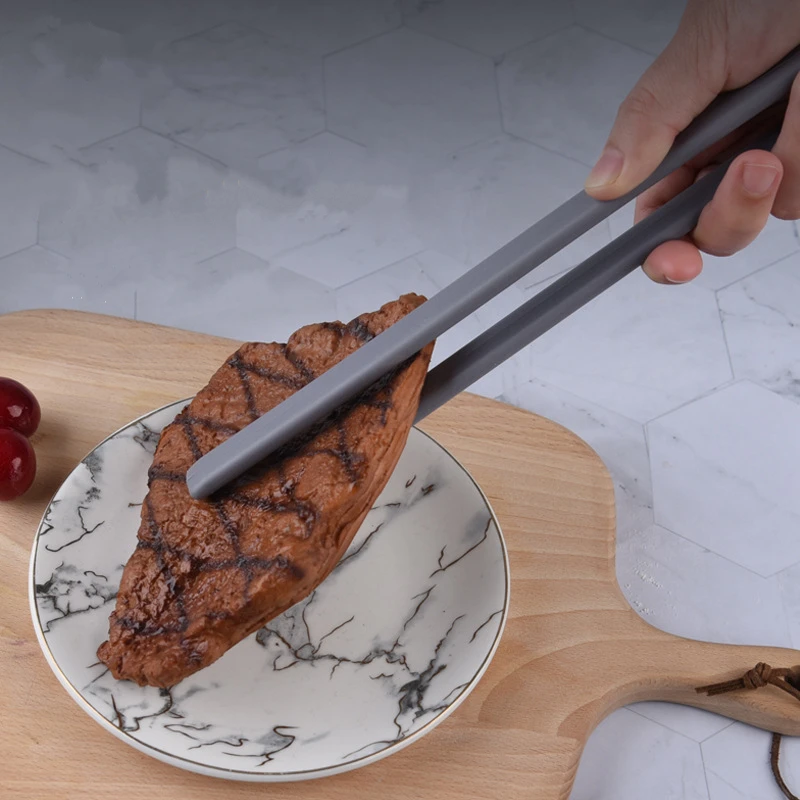 Non-Slip Silicone Tongs Bread Food Barbecue Clip Long Handle Steak Clamp Kitchen Cooking Tools