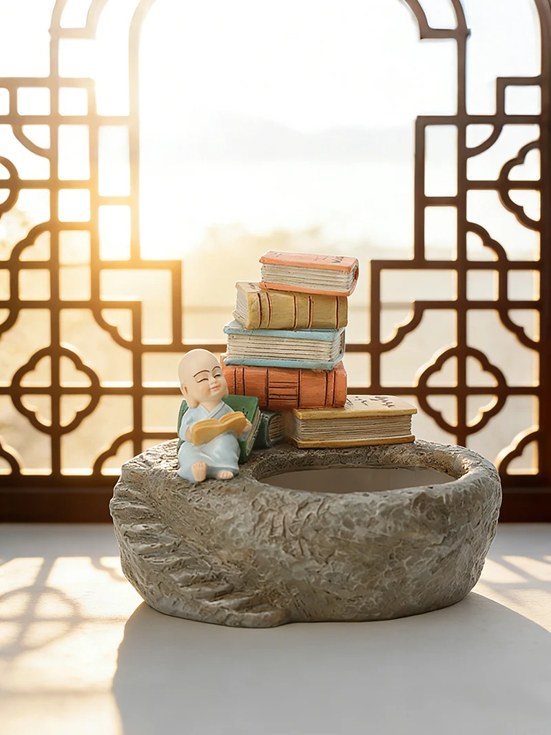 Zen-Inspired Succulent Planter – Tranquil Resin Pot for Home and Office Decor
