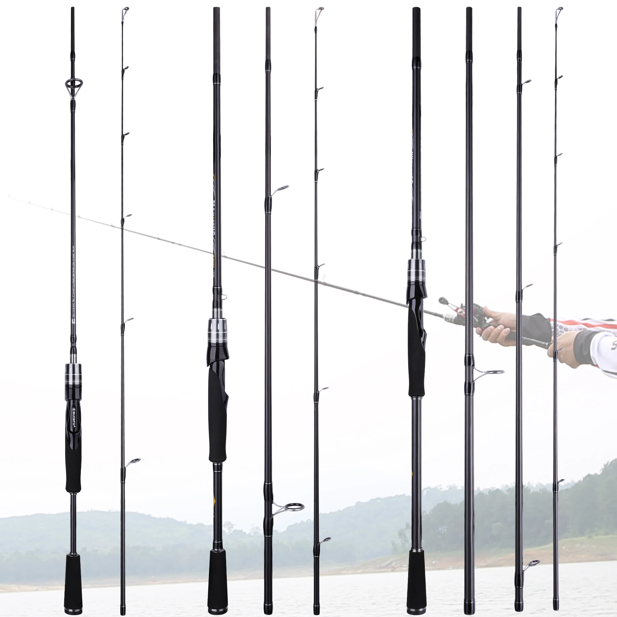 BUDEFO-Spinning Lure Fishing Rod, Baitcasting Rod, Fuji Travel Lure Rod,  Baitcasting, 1.68M, 2.1m, 2.4m, 2.7m, 3.0M, 3-50g Act