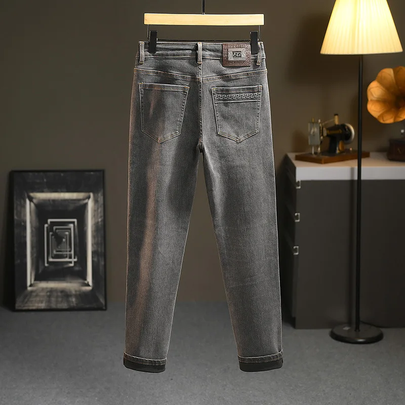 Gray Jeans Men's Spring and Autumn Trends High-End Affordable Luxury Men's Clothing Fashion Brand Slim Fit Long Skinny Pants 4
