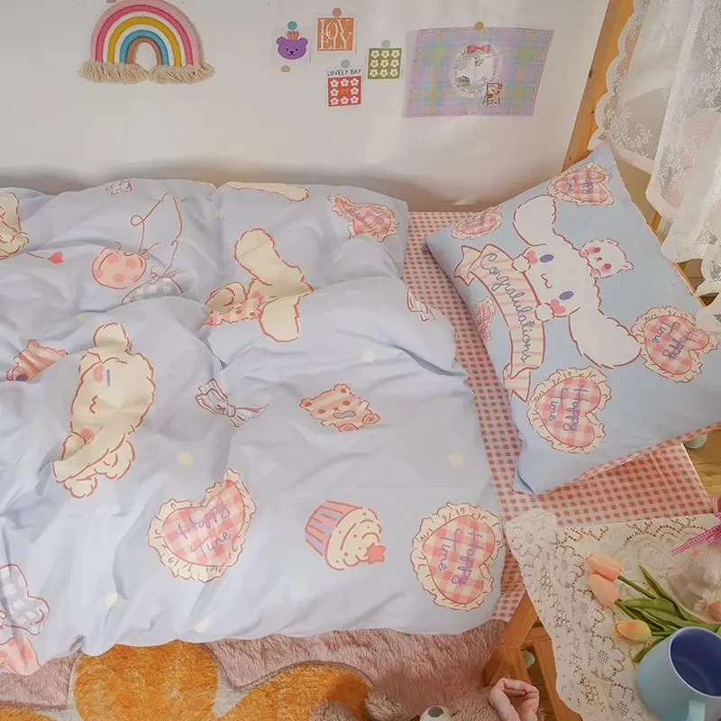 Sanrio Anime Cartoon Cinnamoroll Kids Girls Duvet Cover Cute Bed Quilt Cover Pillowcase Children's Birthday Gift Bedroom Decor