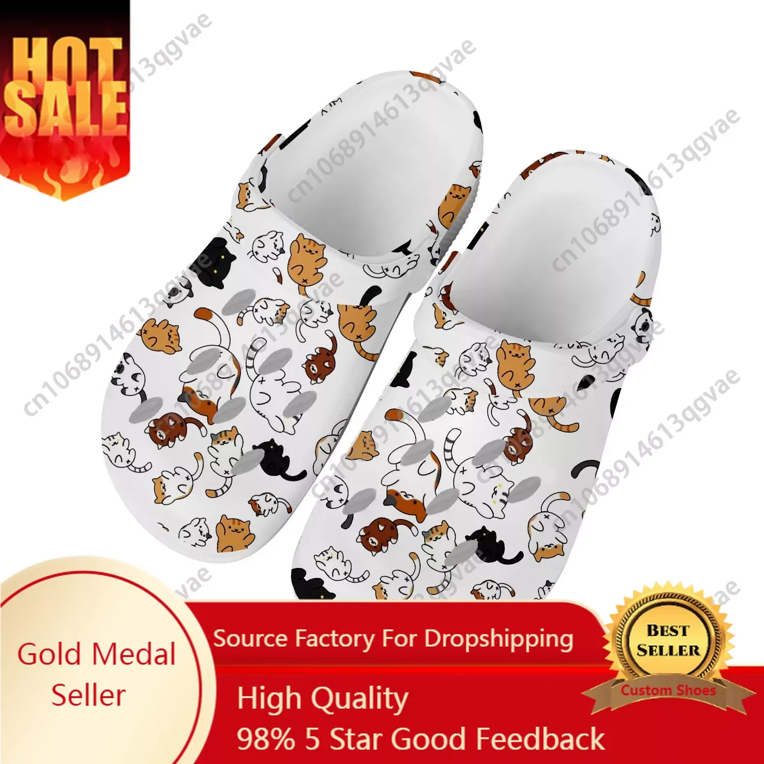 

Cute Fat Cat Pet Cat Home Clogs Custom Water Shoes Mens Womens Teenager Shoe Garden Clog Breathable Beach Hole Slippers White