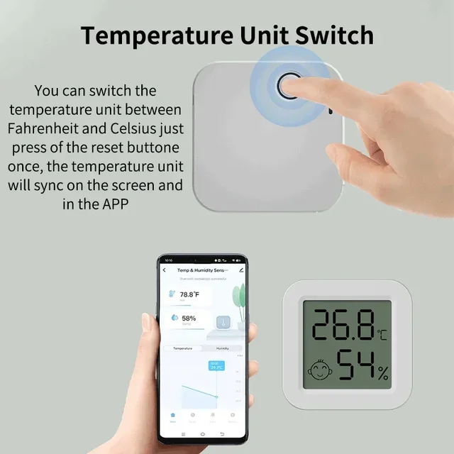 Newest Tuya Bluetooth Temperature Humidity Sensor LCD Thermometer Mini Smart Electric Hygrometer APP Remote Control Home 4