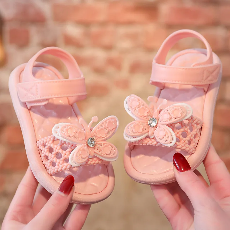 2022 Kids Summer Shoes Sandals Fashion Butterfly Non-Slip Girls Princess Sandal Breathable Student Footwear Casual Beach Shoes girls shoes