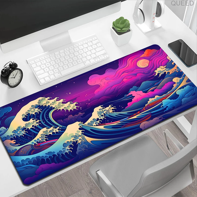 Japan Sea Great Wave XXL Gaming Mouse Pad - 31.5x11.8 Inch Non-Slip Desk Mat