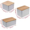 1pcs Square Metal Tea Packaging Box With Bamboo Lid Money Coin  Neatening Candy Key Silver Storage Empty Boxes Pill Organizer 6