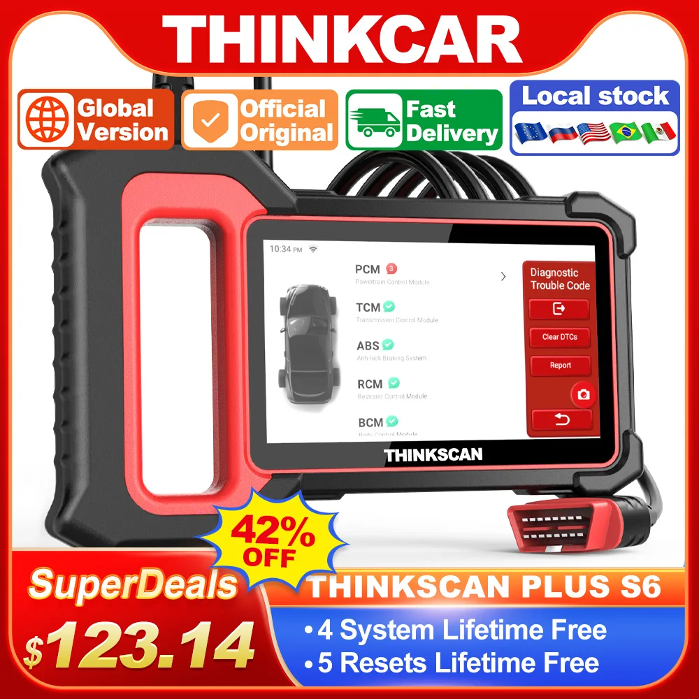 Thinkcar Thinkscan Plus S6 S5 Obd2 Scanner Motore Abs Srs Tcm Sistema Di Diagnosi Lettore Di Codici Strumento Di Scansione Diagnostica Scanner Per Aut