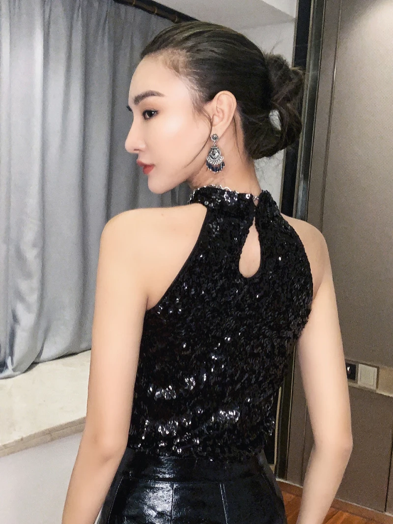 【新品未使用】gajess Glitter Camisole black Jesica Rhinestone Tank | GUESS Factory