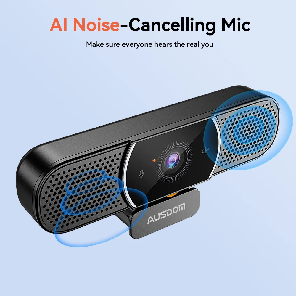 Estréia Mundial Ausdom Aw616 All-in-one 2k Webcam com Tampa de Privacidade de Alto-falante de Microfone ai Usb Câmera de Computador para Conferência - Imagem 2