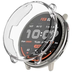 Enhanced Protective Case with Full Coverage Tempered Glass Screen Protector and Bumper Shell Accessory - Amazfit Active 2 (TPU Transparent)