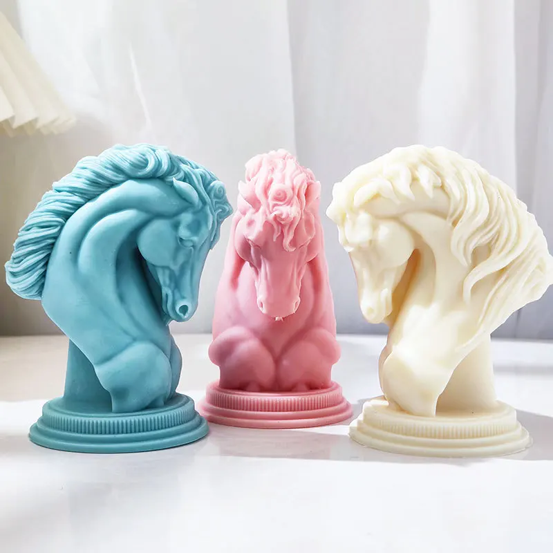 

3D War Horse Head Silicone Mold, Stallion Scented Candle Making Supplies, Horse Head Plaster, Animals Shape Art, Desktop Decor