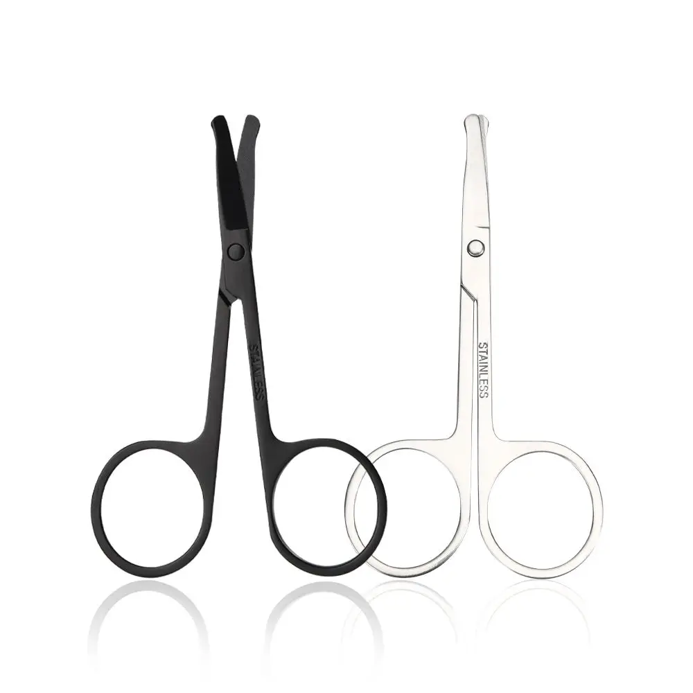 Unisex Stainless Steel Black Round Head Safe Nose Hair Scissors (Do Not Hurt Nose) 2