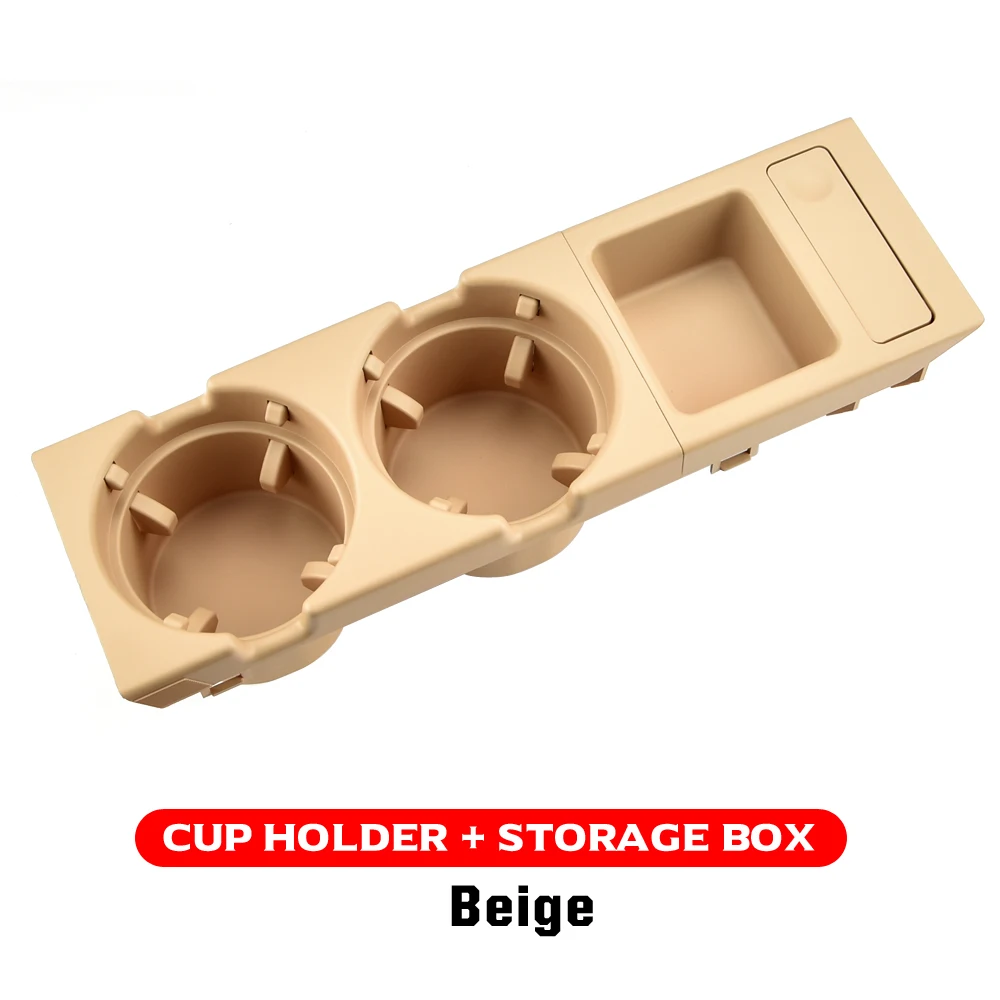 51168217953   새로운 더블 홀 자동차 스타일링 프론트 센터 콘솔 스토리지 박스 코인 + BMW E46 시리즈 1999-2006 용 컵 홀더