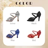 HROYL Women/Girls/ Ladies Latin dance shoes with Rhinestone Ballroom Party salsa Black/Silver/Red/Black dance Shoes High heels 2