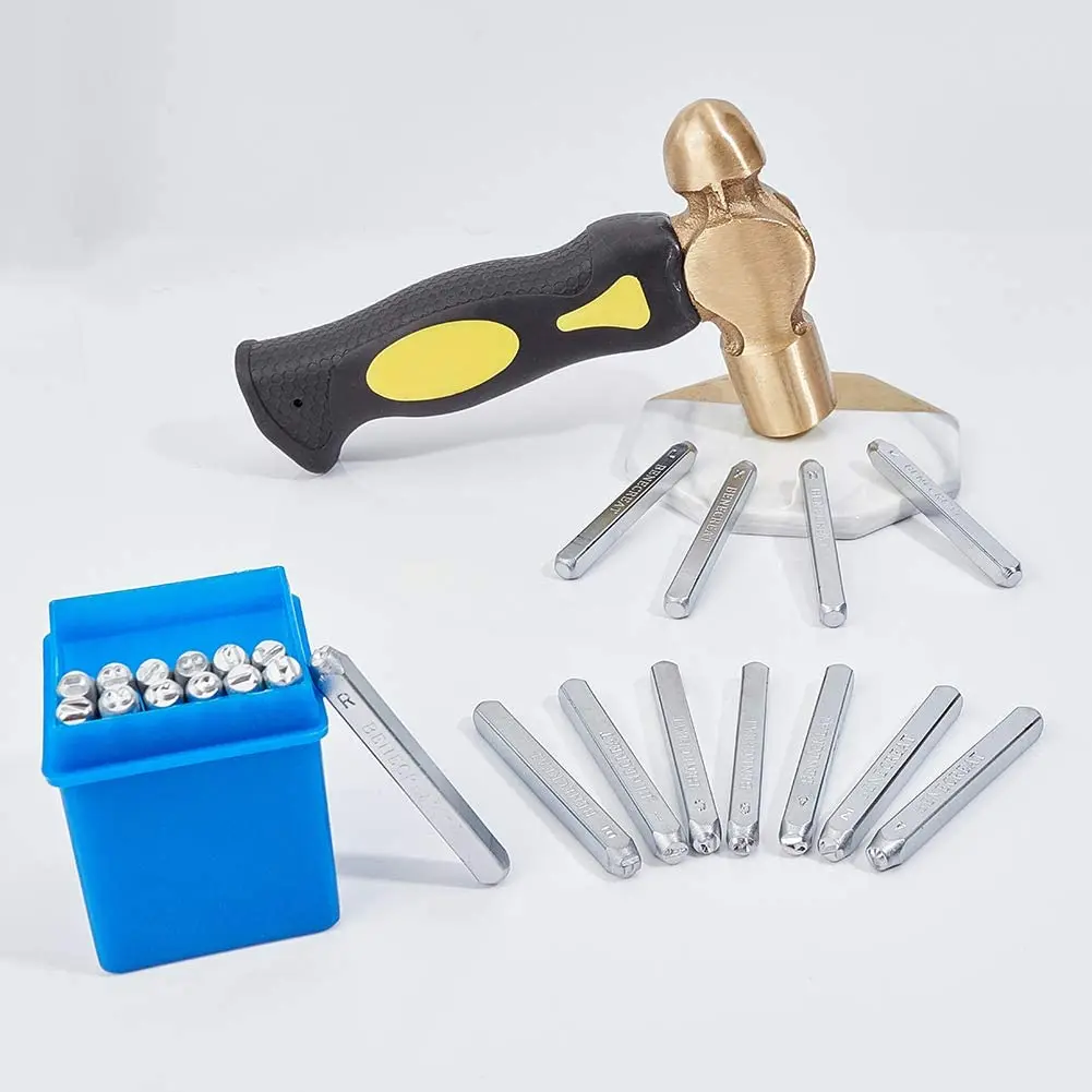 36 Pcs Letter and Number Metal Stamp Set, 4mm Alphabet A-Z and Number 0-9 and Symbol, Iron Uppercase Stamps Punch Press Tool