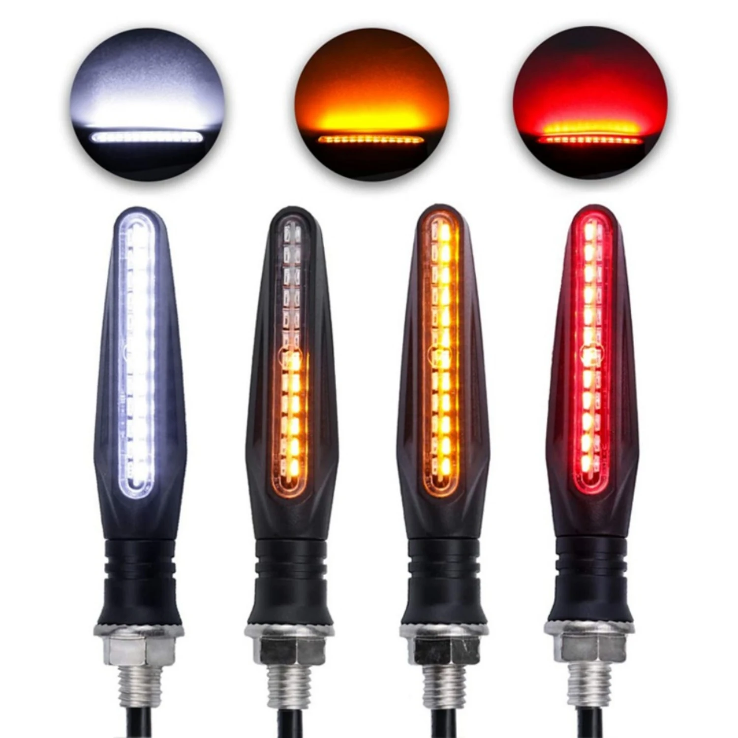 

4pcs Motorcycle Turn Signals LED Light 12*335SMD Flowing Water Blinker IP67 Flashing Indicator Bendable 12V Flashing Lights