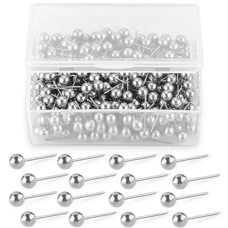 Map Tacks Thumbtack Retro Metallic Color Decorative Thumb Tacks Beads Head Marking Push Pins for Cork Board 200Pcs 1/8Inch