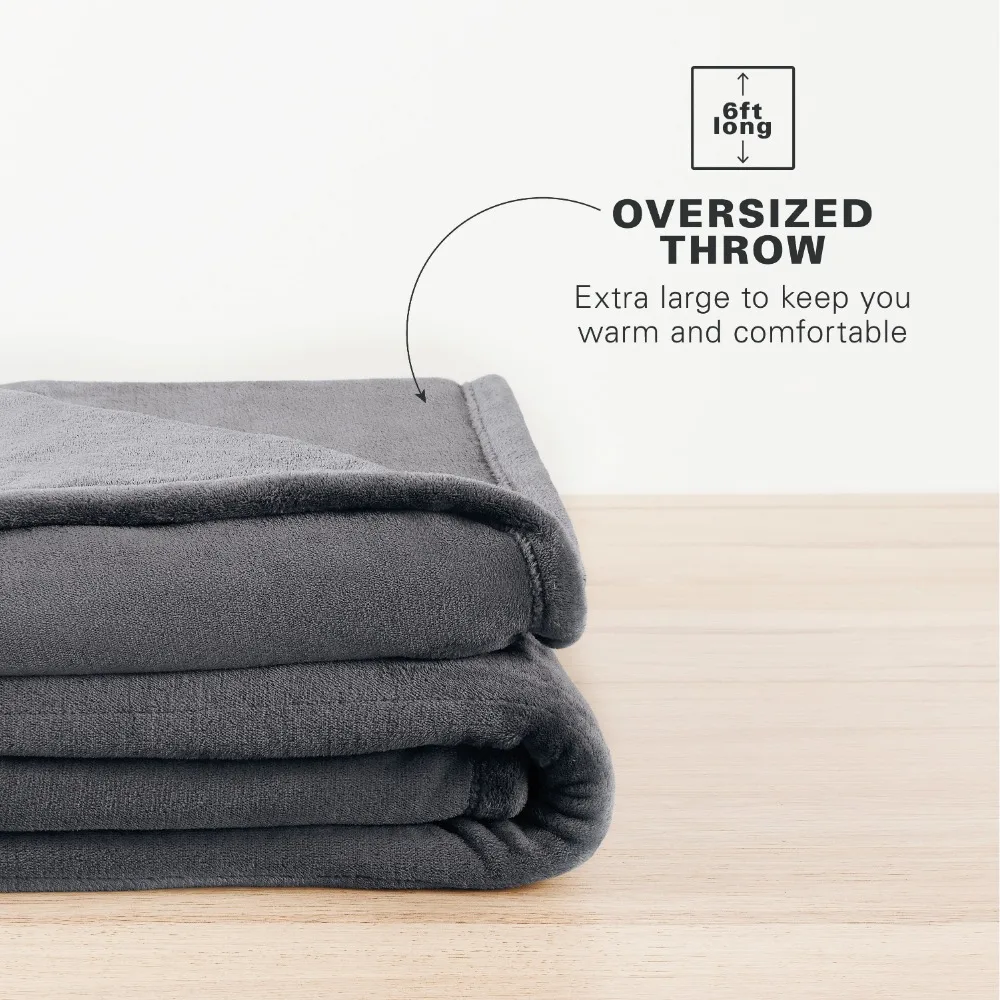 Allswell One Button Heated Oversized Throw 50x72 Grey Electric Blanket  Electric Blankets for Beds Heating Blanket