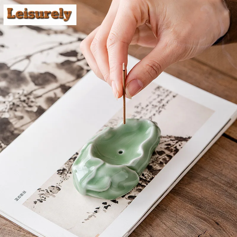 Lotus Leaf Incense Holder Incense Smoke Waterfall Incense Burners Mosquito Coil Holder Meditation Censer Yoga Accessories Craft