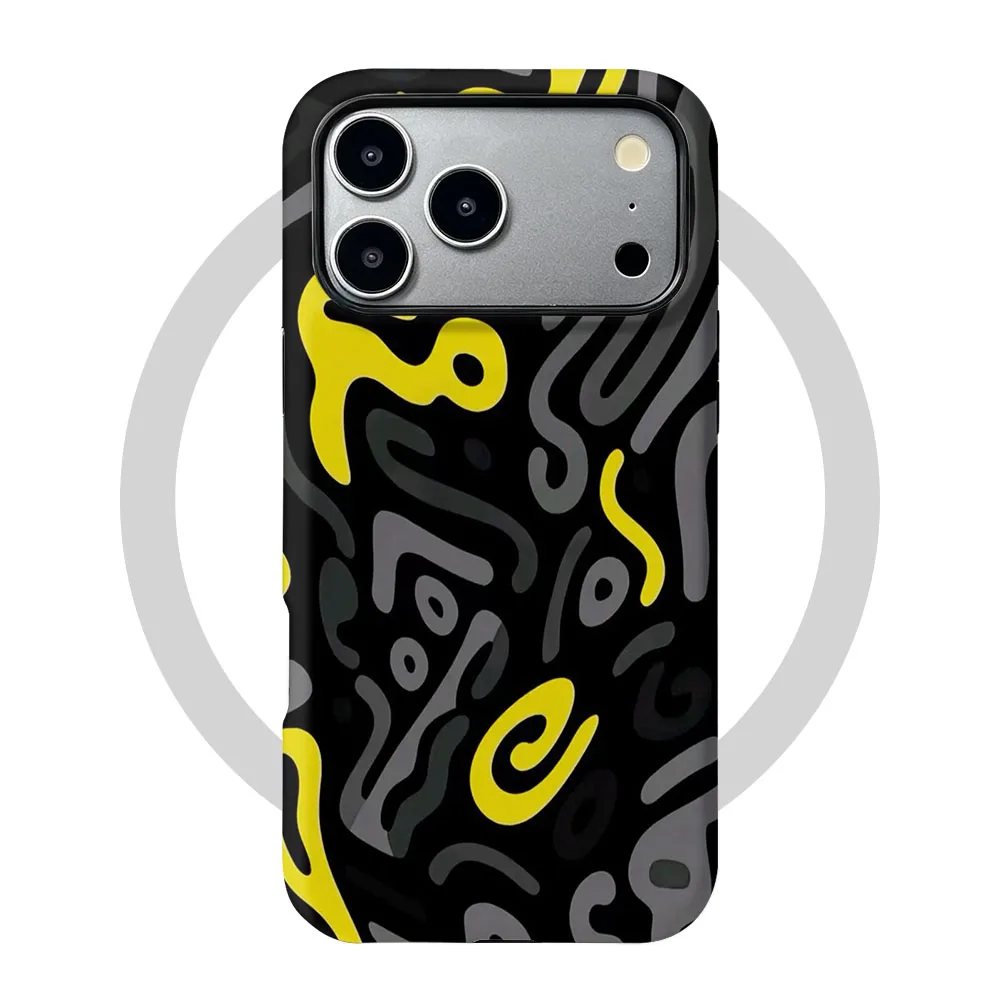 Vibrant Abstract Graffiti Magnetic Phone Case with 2-in-1 Film Shell Cover
