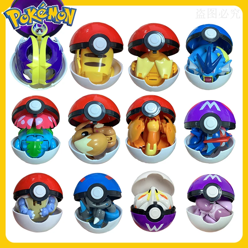 Pokemon Figure Genuine Original Box Deformation Toy Anime Figure Pikachu Charizard Greninja Pocket Monster Pokeball Model Gift