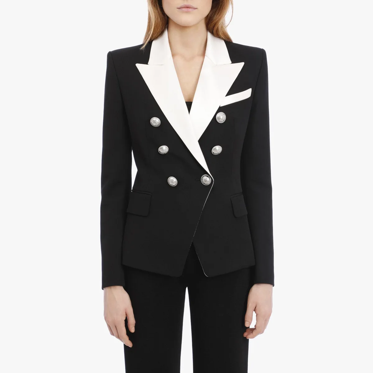

Autumn And Winter 2022 New Classic Versatile OL Commuter Style White Collar Double Breasted Slim Women's Suit Top Coat