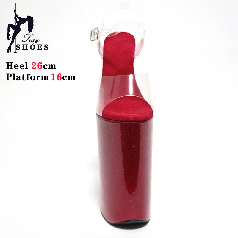 26CM Stripper Pole Dance Shoes PVC Upper Crystal PU Platform High Heels Stiletto Women Pumps Size 43 Fashion Model Sexy Sandals