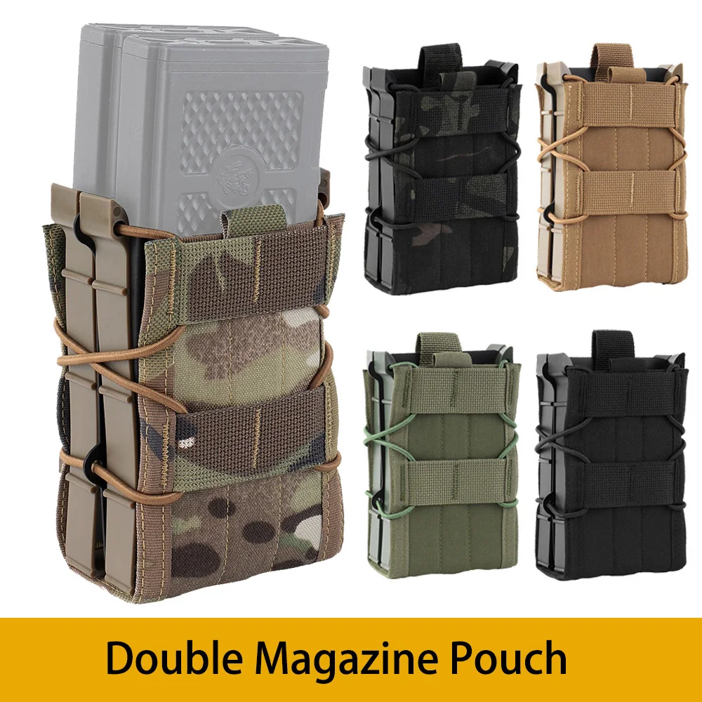 

Tactical Stacked Rifle Magazine Pouch Double 556 762 Bag MAG Carrier with Malice Clip MOLLE Vest Waistband Accessories Airsoft