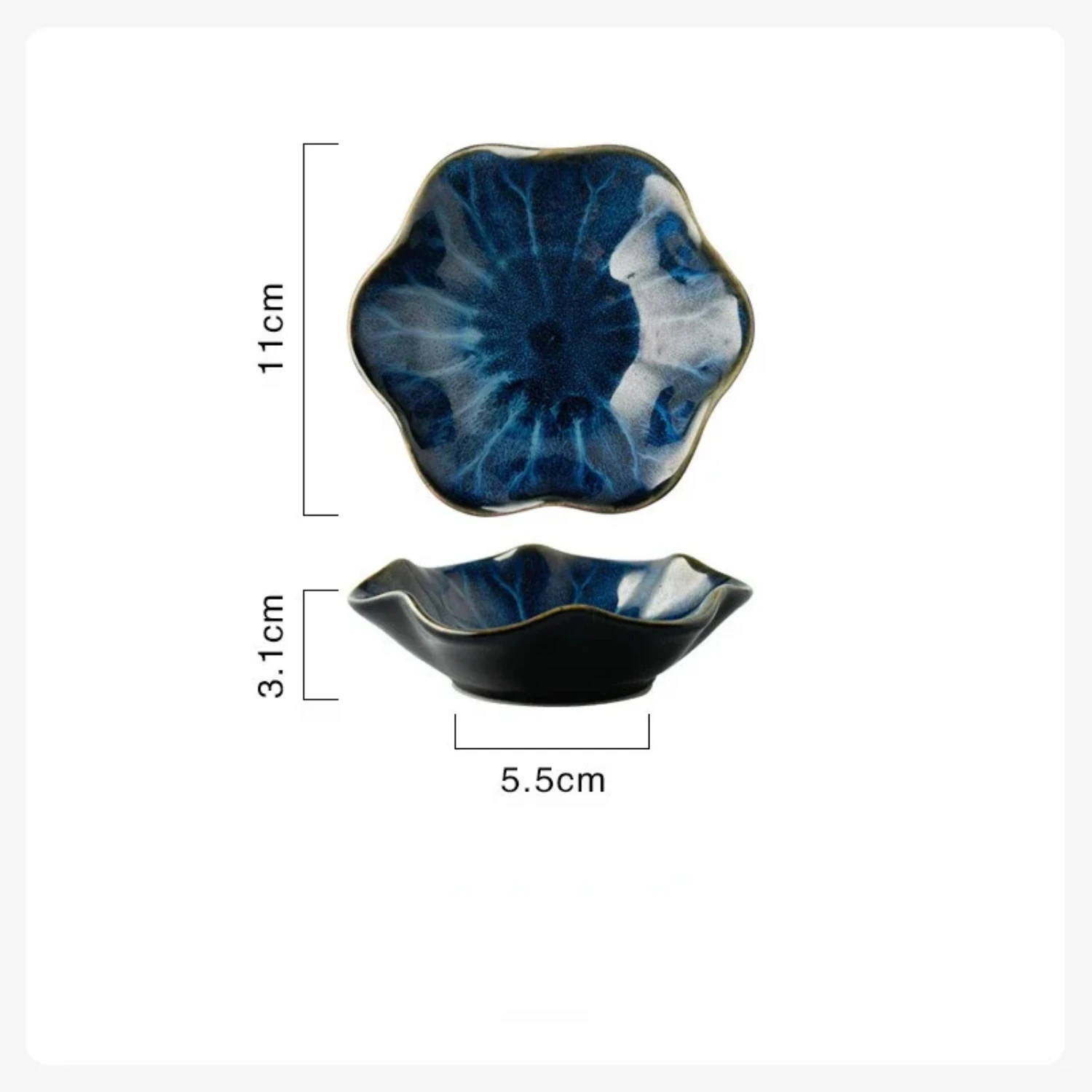Japanese Ceramic Plate Retro Kiln Glaze Barbecue Mini Dipping Dish Sashimi Sushi Soy Sauce Dishes Desktop Snack Plates