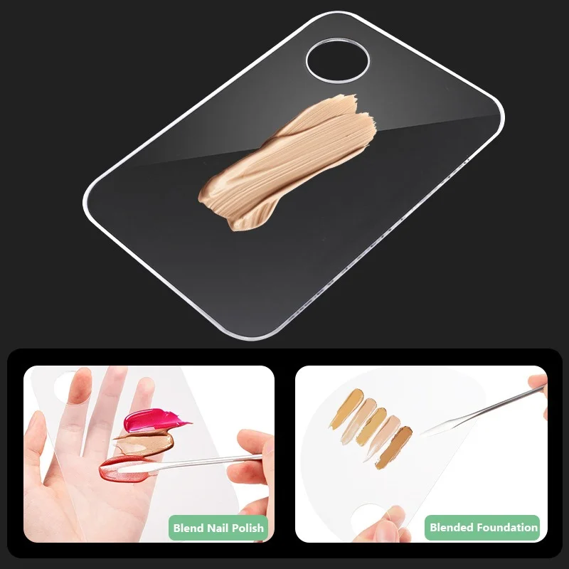 Makeup Palette with Spatula, Clear Acrylic Makeup Nail Art Cosmetic Mixing  Palette & Stainless Spatula Tool Applicators Set,Nail Holder Display  Cosmetic Makeup Palette Tray Accessories 
