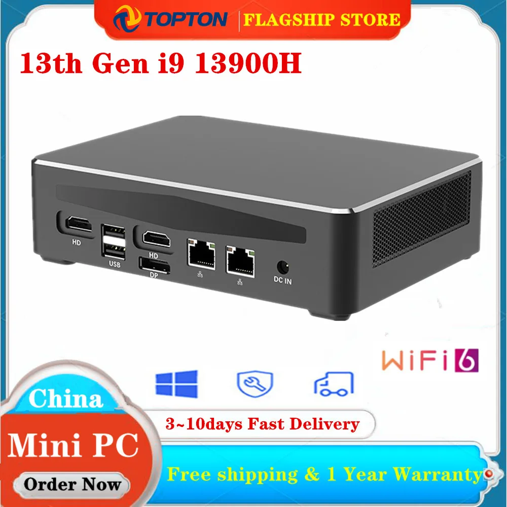Topton V600 13th Gen i9 13900H Intel gamer Mini PC Windows 11 NUC 2*DDR5