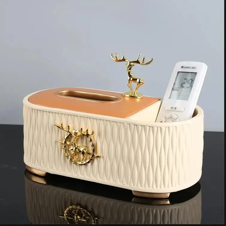 

Multifunctional Tissue Box Remote Control Storage Box Rectangular Resin Napkin Boxes Paper Boxes Desktop Organizer Home Ornament