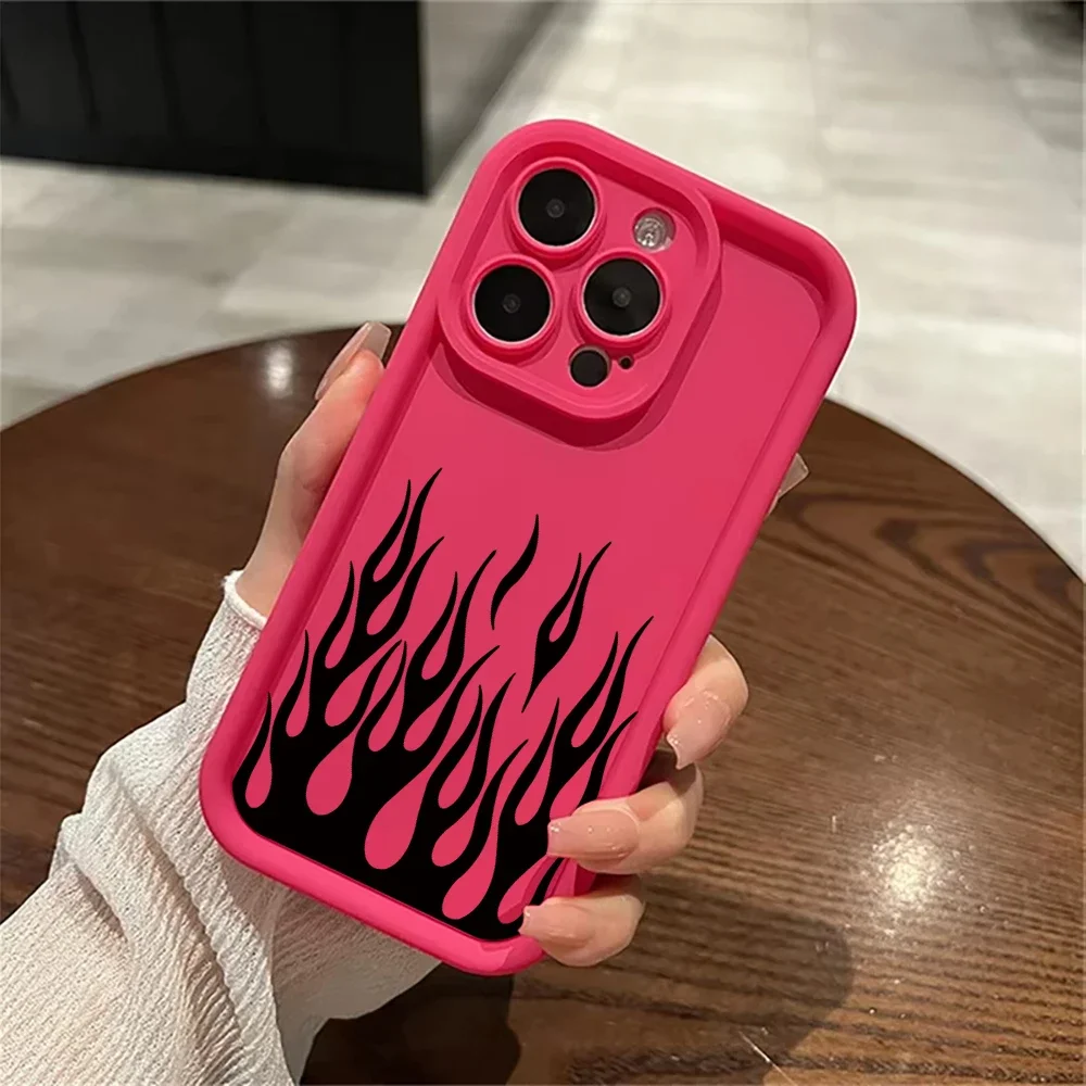 Sleek Black Flame Silicone Shockproof Phone Case