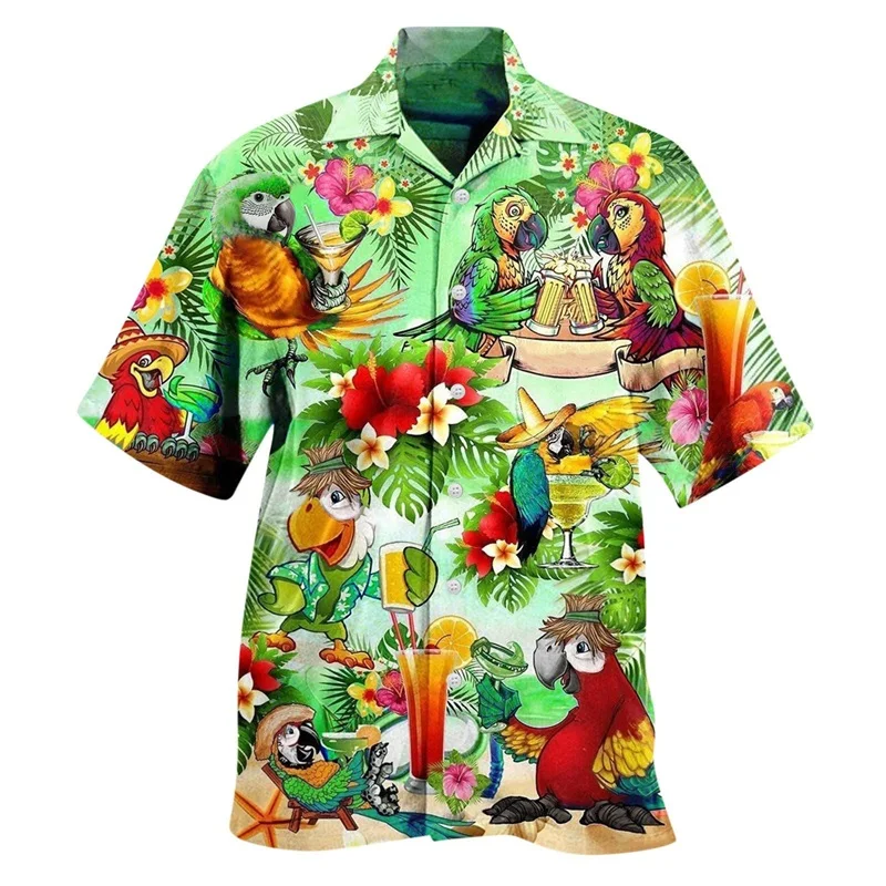 thumbnail image 1 of Camisas y blusas con estampado digital de animales para hombre, camisas casuales de manga corta a la moda para fiestas, playa, sueltas, para hombre, 1 of 5