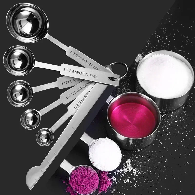 8/10/11Pcs Stainless Steel Measuring Cups and Spoons Coffee Powder Spoon Tablespoons Kitchen Baking Accessories Pastry Tools, measuring cup and spoon set