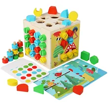 Wooden Puzzles Toys Memory Match Stick Chess Game Fun Puzzle Board Game Educational Color Cognitive Geometric Shape Toy For Kids