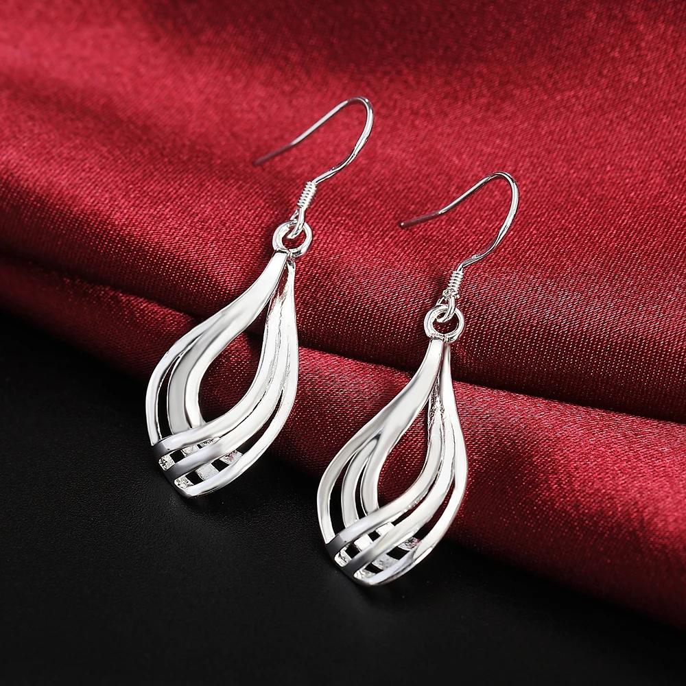 

925 Sterling Silver Earrings fashion luxury Jewelry for Woman charm Twist Wavy line drop earrings Trendsetter Christmas Gifts