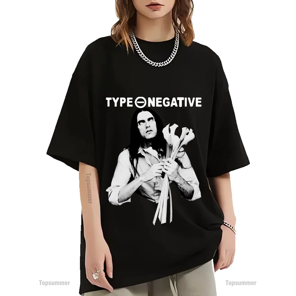 

Streetwear 90S Type O Negative Peter Steele T-Shirt Mens Womens Harajuku Fashion Black T Shirt Metal Rock Short Sleeve Tee Shirt