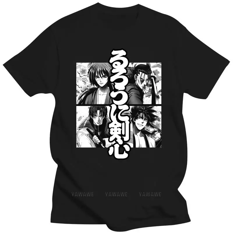 

Anime Manga Rurouni Kenshin T Shirt Men Cotton Himura Kenshin Meiji Swordsman Samurai X Tee Tops Short-Sleeve T-shirt Harajuku