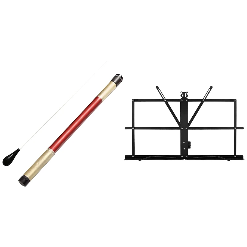 

Дубинки для музыкальных проводников (черные) со складной настольной музыкальной подставкой, металлический держатель для листовой музыки, Складная Настольная подставка