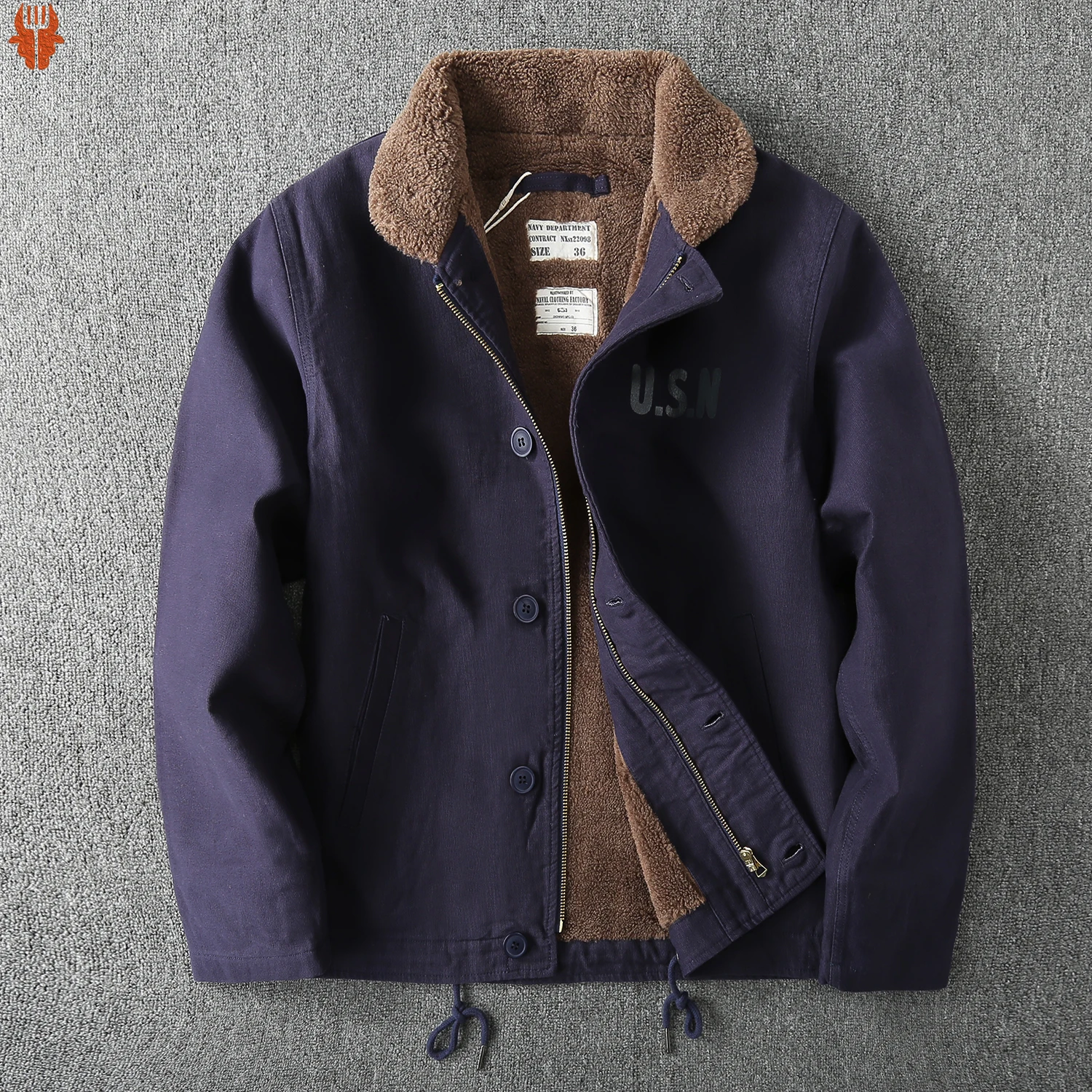 Vintage Navy N-1 Deck Jacket Giacca Invernale Da Uomo Con Stampa Usn Utensili Ami Kaki Abito In Cotone Addensato Cappotti Cardigan In Velluto Di Agnel