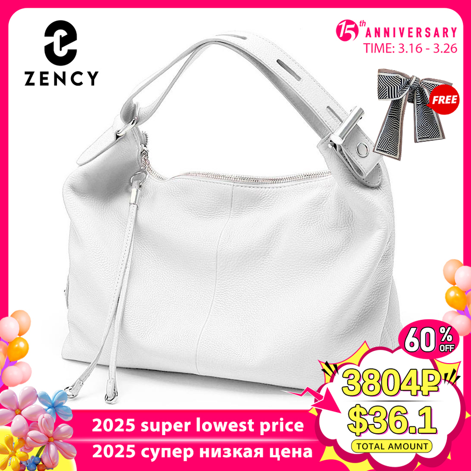 Zency 100% Genuine Leather Ol Style Women Tote Bag Fashion Lady Shoulder Bags Classic Handbag Satchel Crossbody Messenger Purse - Top-handle Bags